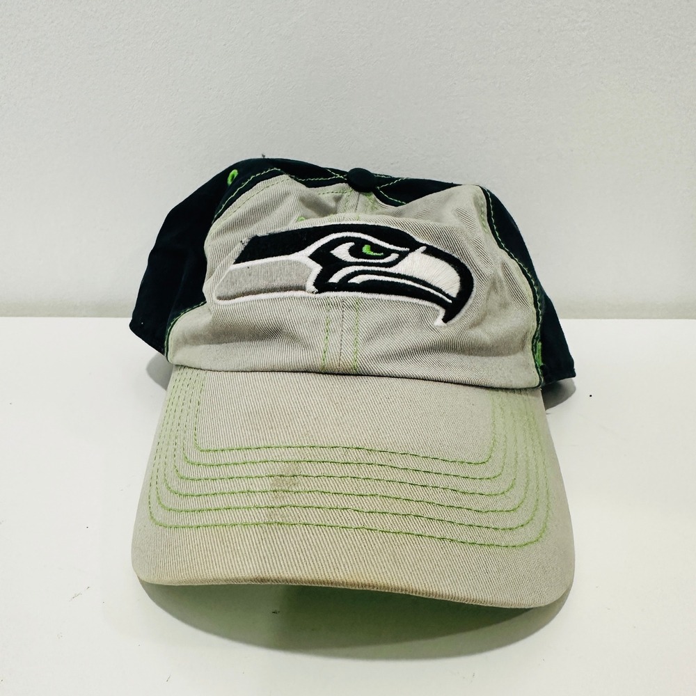 47 Brand Seattle Seahawks NFL Hat Navy Grey Lime Green‎ Contrast Stitch Dad Cap